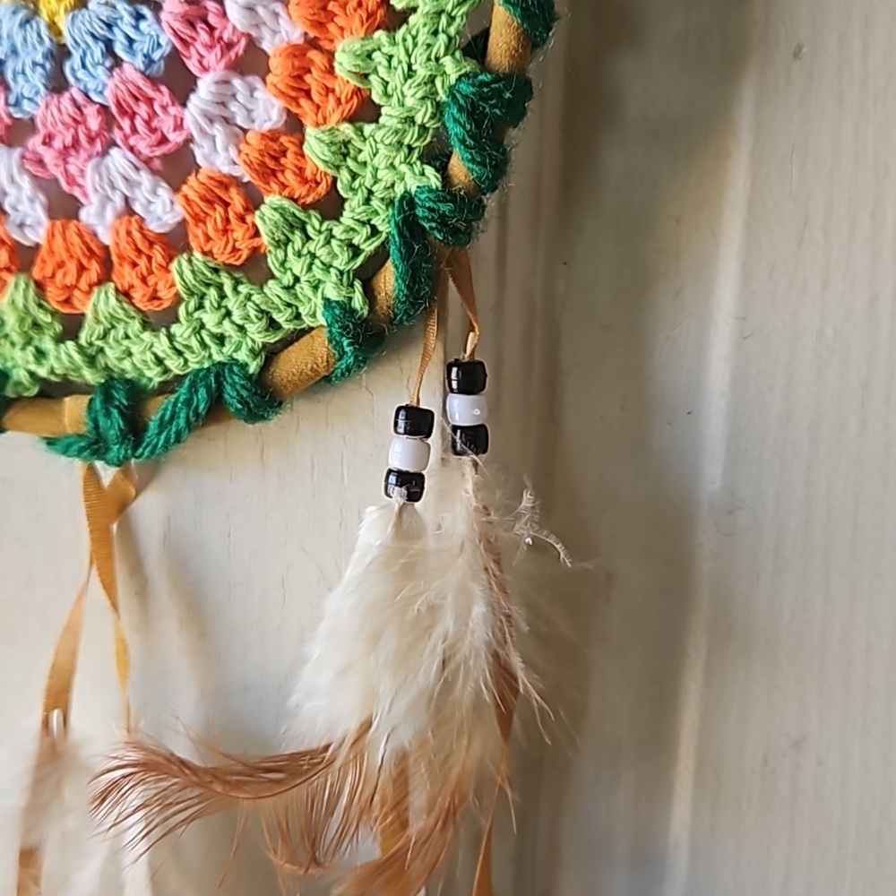 Multicolored Crochet Boho Dreamcatcher Handmade Wall Decor Cottagecore Style - Picture 6 of 17